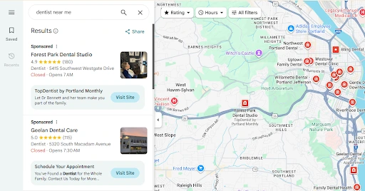 google map results